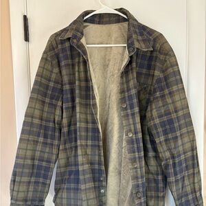 Plaid Men's Jacket with Sherpa Lining